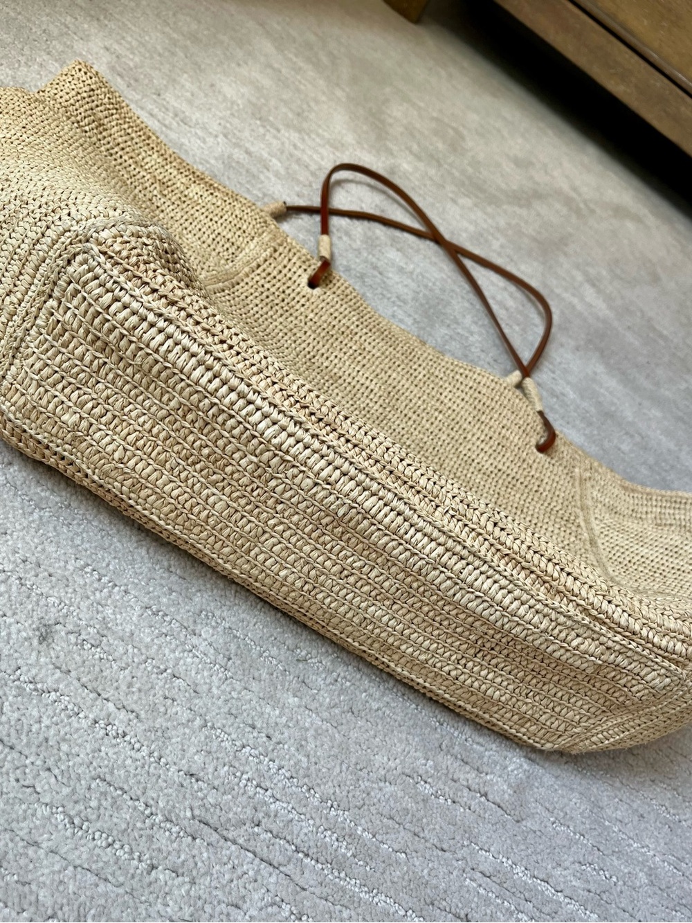 Sezane Paloma Woven Tote with Brown Leather Straps - Picture 5 of 8